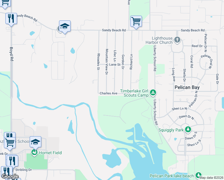 map of restaurants, bars, coffee shops, grocery stores, and more near 261 Lilac Lane in Azle