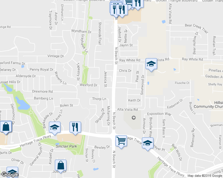 map of restaurants, bars, coffee shops, grocery stores, and more near 4420 Vista Meadows Dr in Fort Worth