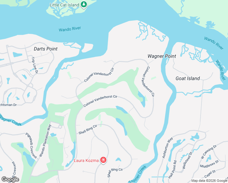 map of restaurants, bars, coffee shops, grocery stores, and more near 3682 Colonel Vanderhorst Circle in Mount Pleasant