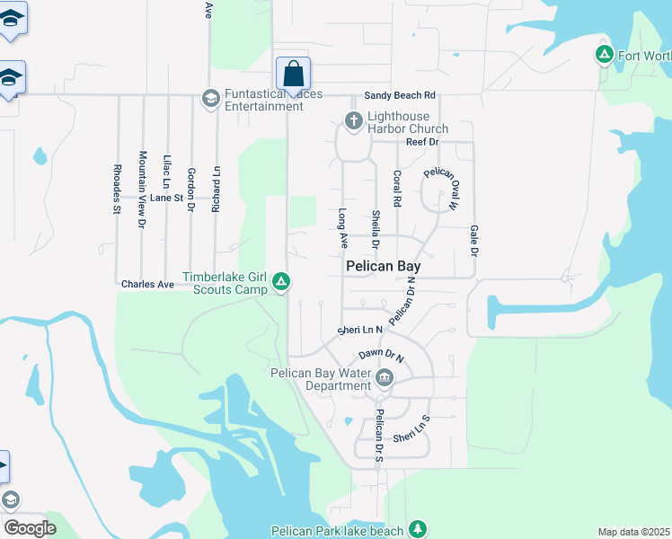 map of restaurants, bars, coffee shops, grocery stores, and more near 1621 Saranell Court in Azle