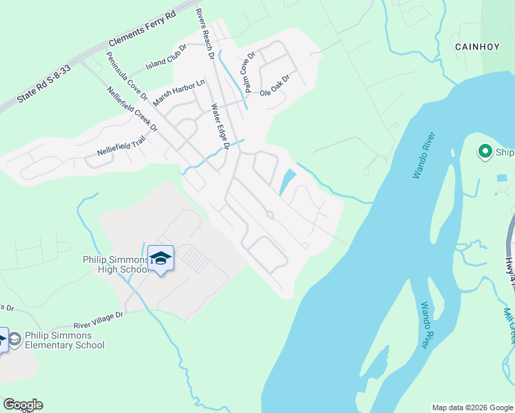 map of restaurants, bars, coffee shops, grocery stores, and more near 1230 River Walk Court in Charleston