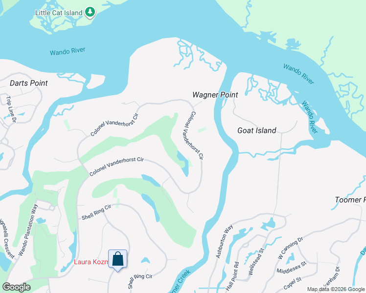 map of restaurants, bars, coffee shops, grocery stores, and more near 3862 Colonel Vanderhorst Circle in Mount Pleasant