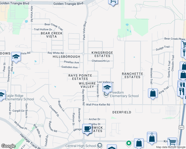 map of restaurants, bars, coffee shops, grocery stores, and more near 5221 Westheimer Road in Keller