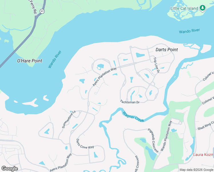 map of restaurants, bars, coffee shops, grocery stores, and more near 1780 Greens Point Court in Mount Pleasant