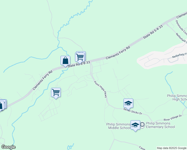 map of restaurants, bars, coffee shops, grocery stores, and more near 1049 Point Hope Parkway in Charleston