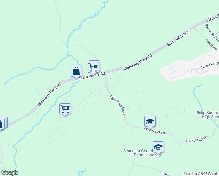 map of restaurants, bars, coffee shops, grocery stores, and more near 1049 Point Hope Parkway in Charleston