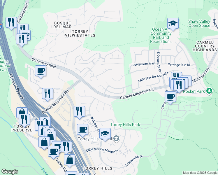 map of restaurants, bars, coffee shops, grocery stores, and more near 4207 Calle Mar De Ballenas in San Diego