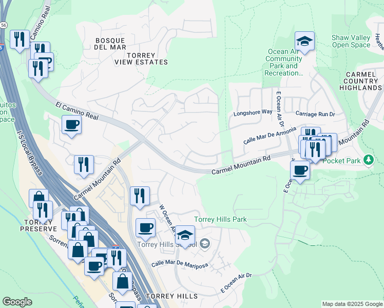 map of restaurants, bars, coffee shops, grocery stores, and more near 4207 Calle Mar De Ballenas in San Diego