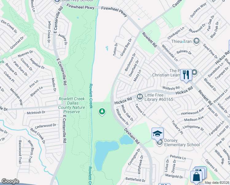 map of restaurants, bars, coffee shops, grocery stores, and more near 6906 Conestoga Drive in Rowlett