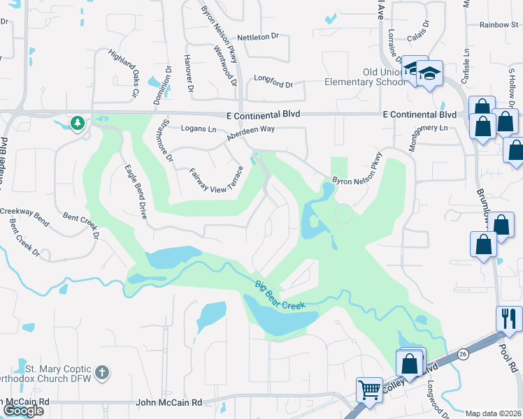map of restaurants, bars, coffee shops, grocery stores, and more near 636 Chandon Court in Southlake