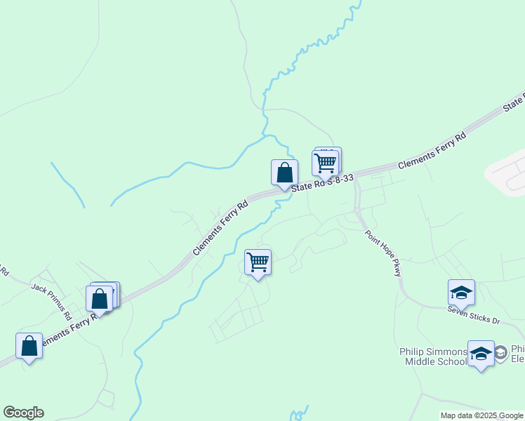 map of restaurants, bars, coffee shops, grocery stores, and more near 1759 Clements Ferry Road in Charleston