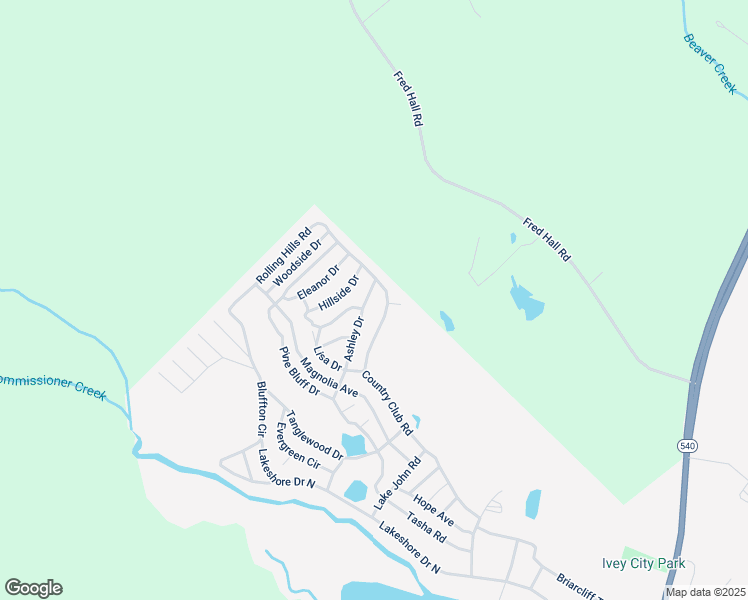 map of restaurants, bars, coffee shops, grocery stores, and more near 118 Hillside Drive in Ivey