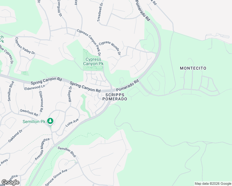 map of restaurants, bars, coffee shops, grocery stores, and more near 11412 Pomerado Road in San Diego