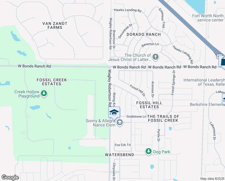 map of restaurants, bars, coffee shops, grocery stores, and more near 10625 Winding Passage Way in Fort Worth