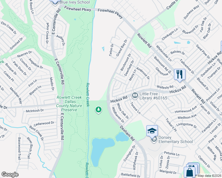 map of restaurants, bars, coffee shops, grocery stores, and more near 6906 Conestoga Drive in Rowlett