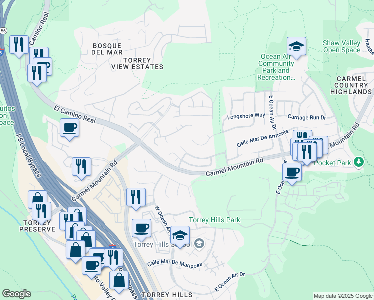map of restaurants, bars, coffee shops, grocery stores, and more near 4128 Calle Mar De Ballenas in San Diego