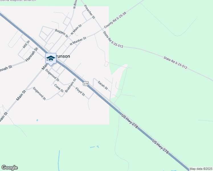 map of restaurants, bars, coffee shops, grocery stores, and more near 24 Mary Street in Brunson