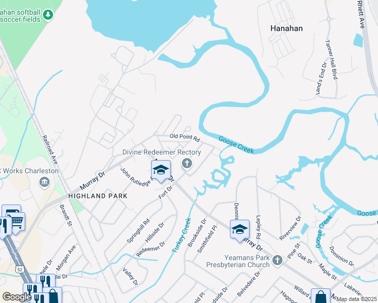 map of restaurants, bars, coffee shops, grocery stores, and more near 1010 West Recess Road in Hanahan