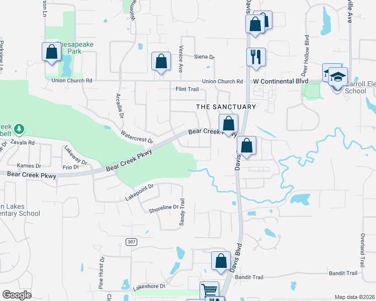 map of restaurants, bars, coffee shops, grocery stores, and more near 610 Edgebrook Avenue in Keller