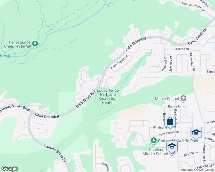 map of restaurants, bars, coffee shops, grocery stores, and more near 7335 Calle Cristobal in San Diego