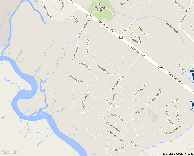 map of restaurants, bars, coffee shops, grocery stores, and more near 8738 Alexandria Lane in North Charleston