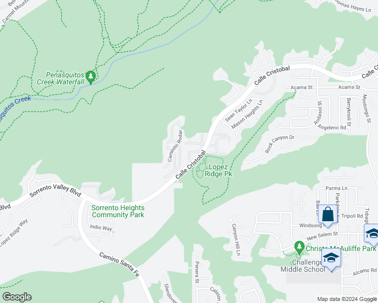 map of restaurants, bars, coffee shops, grocery stores, and more near 7220 Calle Cristobal in San Diego