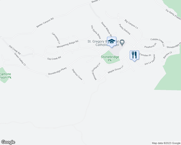 map of restaurants, bars, coffee shops, grocery stores, and more near 14875 Cordelia Court in San Diego