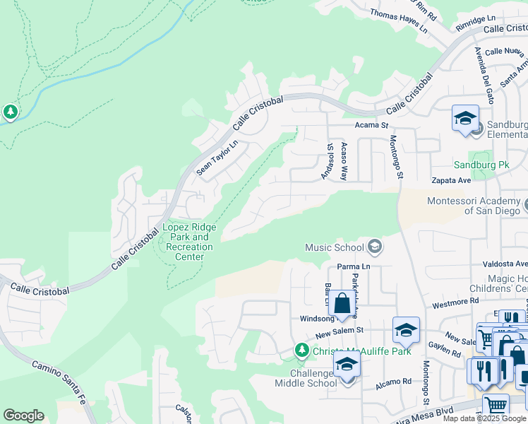 map of restaurants, bars, coffee shops, grocery stores, and more near 11029 Red Robin Place in San Diego