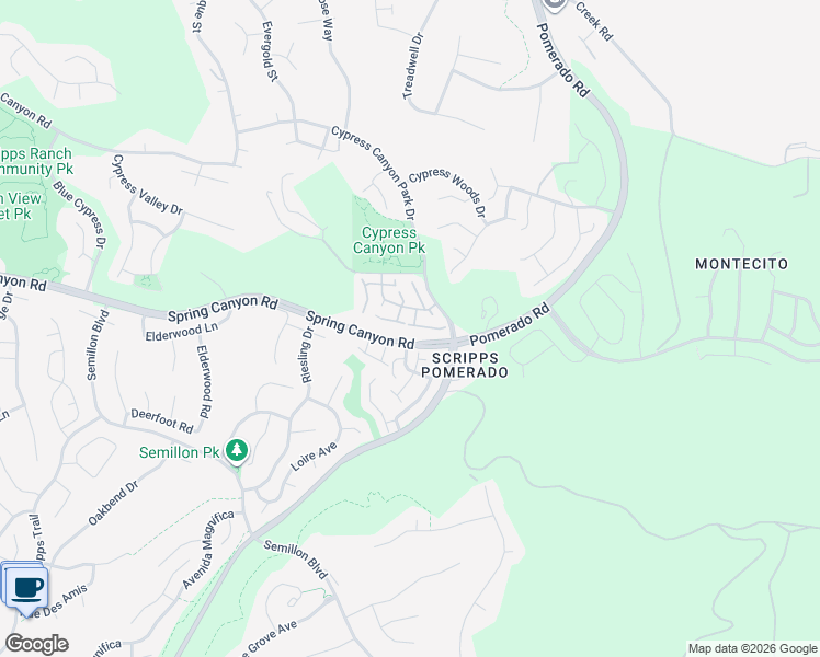 map of restaurants, bars, coffee shops, grocery stores, and more near 12425 Caminito Brioso in San Diego