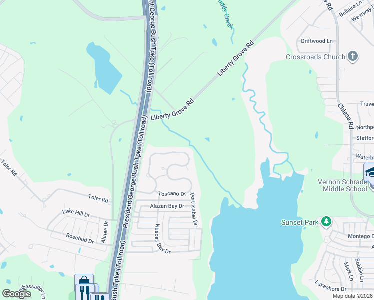 map of restaurants, bars, coffee shops, grocery stores, and more near 5805 San Marino Drive in Rowlett