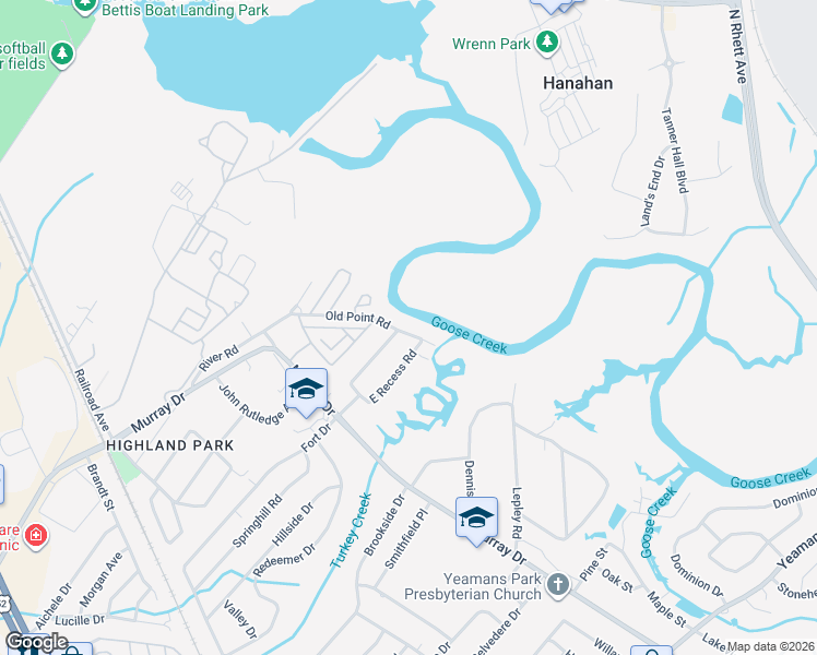 map of restaurants, bars, coffee shops, grocery stores, and more near 6205 Old Point Road in Hanahan