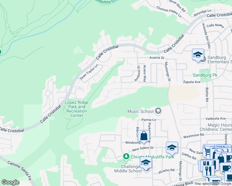 map of restaurants, bars, coffee shops, grocery stores, and more near 11022 Alonda Court in San Diego