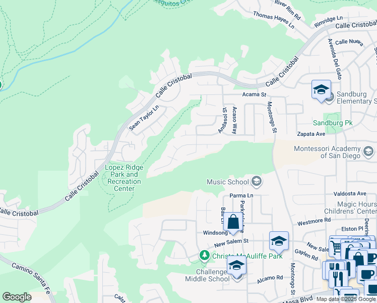 map of restaurants, bars, coffee shops, grocery stores, and more near 11022 Alonda Court in San Diego