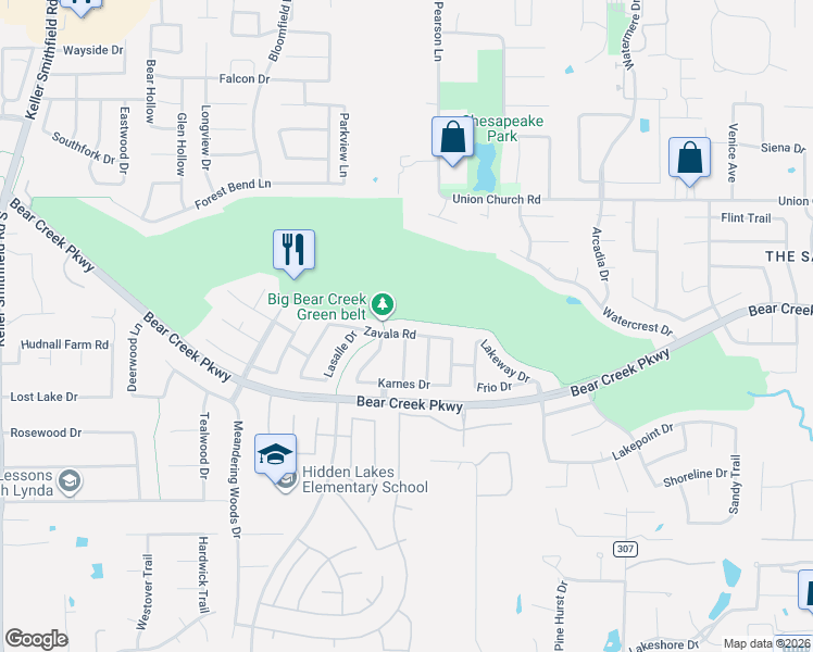 map of restaurants, bars, coffee shops, grocery stores, and more near 603 Atascosa Drive in Keller