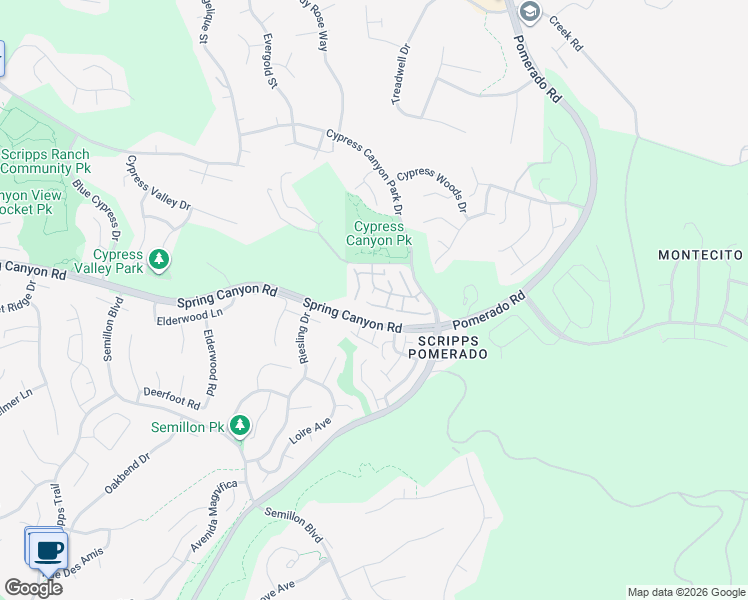 map of restaurants, bars, coffee shops, grocery stores, and more near 12368 Caminito Vibrante in San Diego