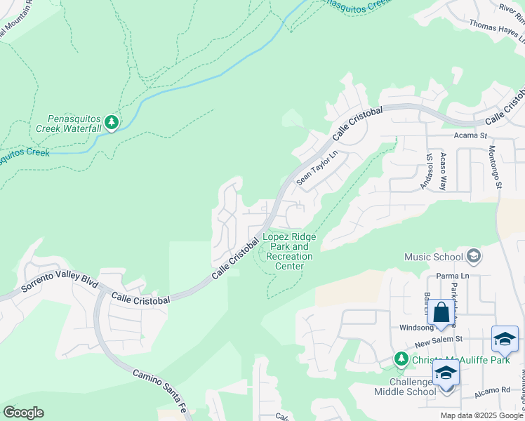 map of restaurants, bars, coffee shops, grocery stores, and more near 7320 Calle Cristobal in San Diego