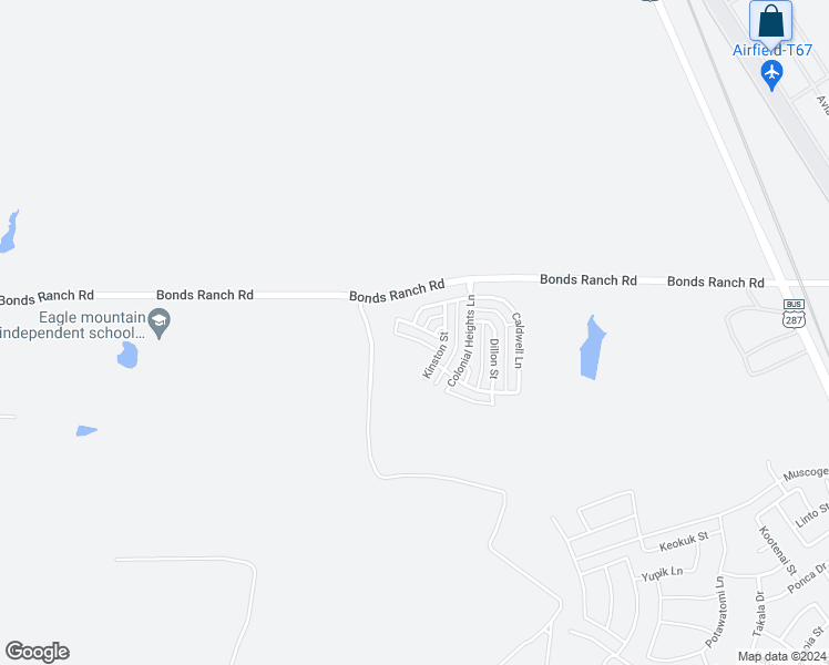 map of restaurants, bars, coffee shops, grocery stores, and more near 3233 Mint Springs Street in Fort Worth