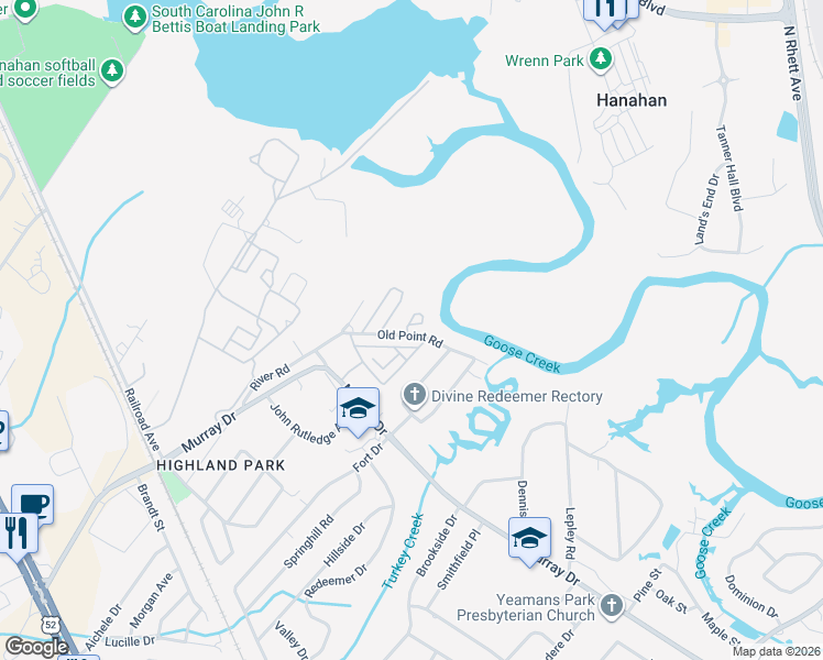 map of restaurants, bars, coffee shops, grocery stores, and more near 6240 Old Point Road in Hanahan
