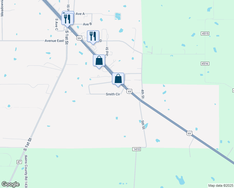 map of restaurants, bars, coffee shops, grocery stores, and more near 565 Smith Circle in Point