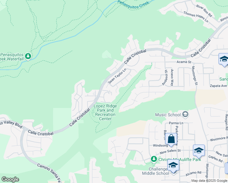 map of restaurants, bars, coffee shops, grocery stores, and more near 7385 Calle Cristobal in San Diego