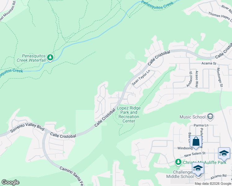 map of restaurants, bars, coffee shops, grocery stores, and more near 7320 Calle Cristobal in San Diego