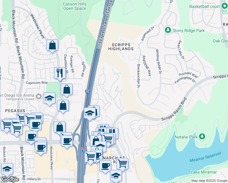 map of restaurants, bars, coffee shops, grocery stores, and more near in San Diego