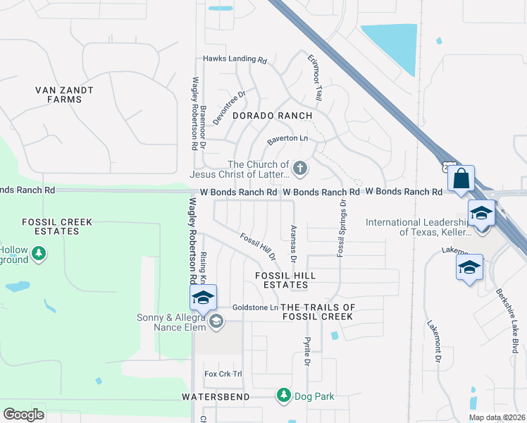 map of restaurants, bars, coffee shops, grocery stores, and more near 10628 Ashmore Drive in Fort Worth