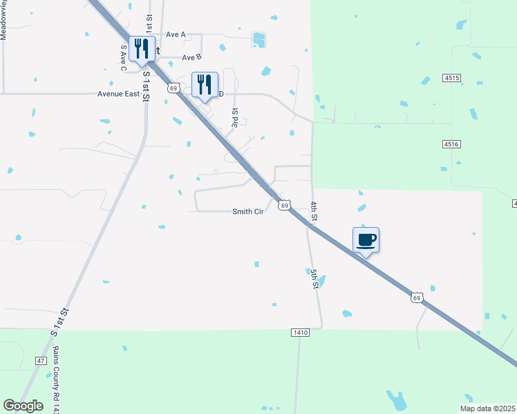 map of restaurants, bars, coffee shops, grocery stores, and more near 565 Smith Circle in Point