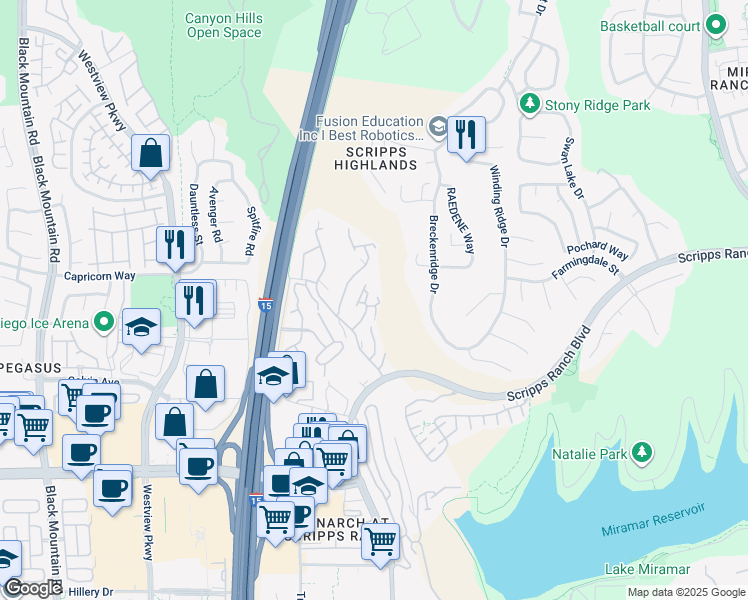 map of restaurants, bars, coffee shops, grocery stores, and more near in San Diego