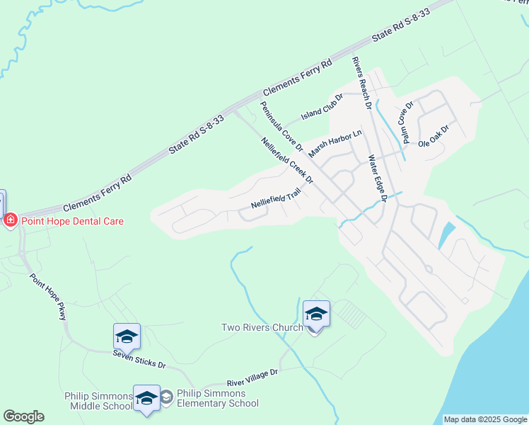 map of restaurants, bars, coffee shops, grocery stores, and more near 109 Indigo Marsh Circle in Charleston