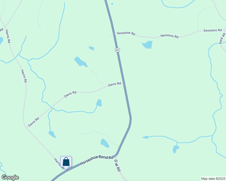 map of restaurants, bars, coffee shops, grocery stores, and more near Davis Road in Dadeville