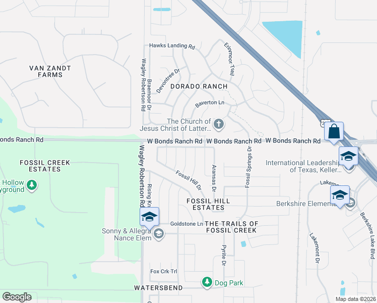 map of restaurants, bars, coffee shops, grocery stores, and more near 10628 Ashmore Drive in Fort Worth