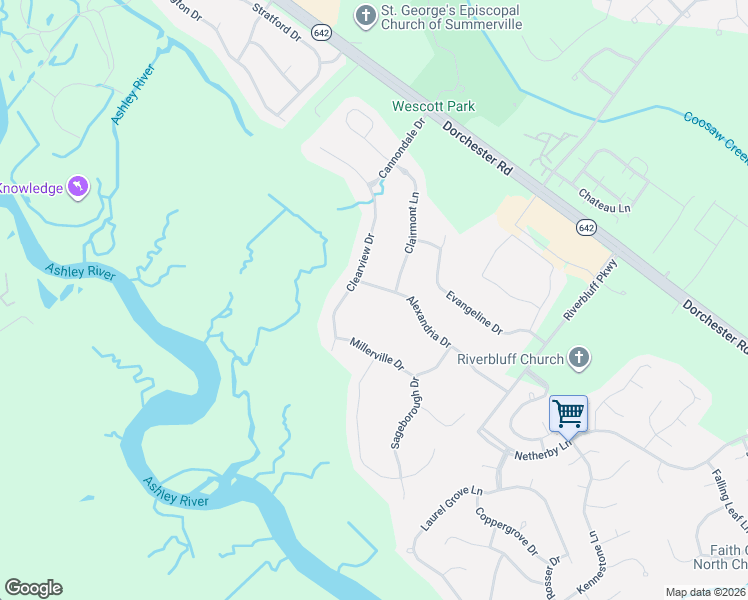 map of restaurants, bars, coffee shops, grocery stores, and more near 8716 Alexandria Drive in North Charleston
