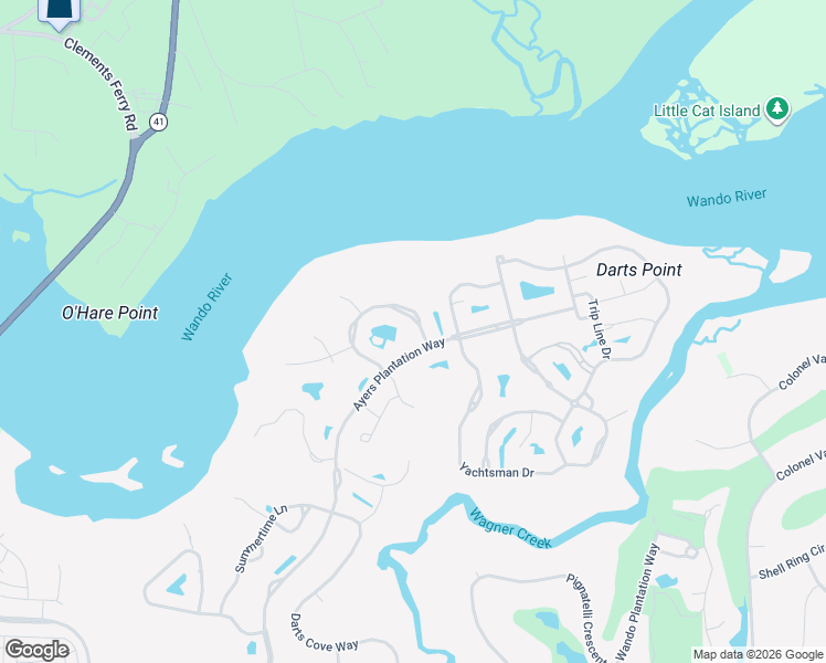 map of restaurants, bars, coffee shops, grocery stores, and more near 2769 Fountainhead Way in Mount Pleasant